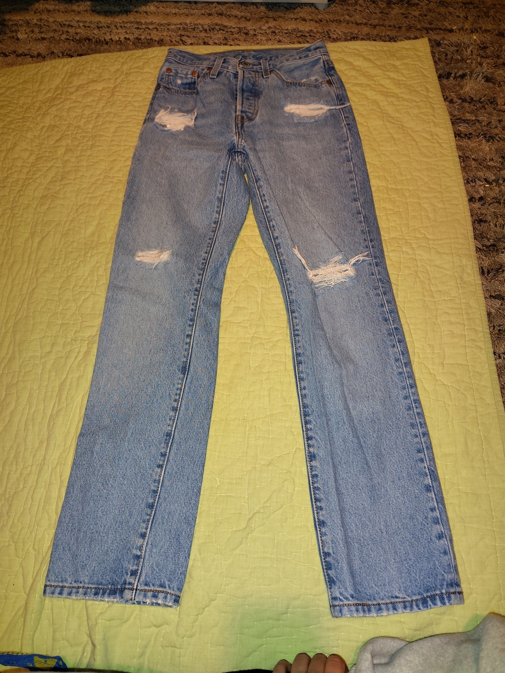 Levi's Light Blue Women's Straight Jeans with Distressed Details